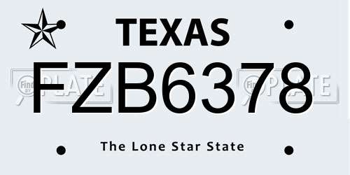 FZB6378 Texas License Plate