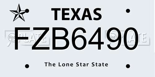 FZB6490 Texas License Plate