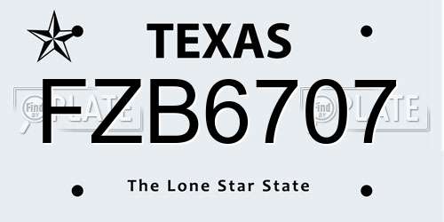 FZB6707 Texas License Plate