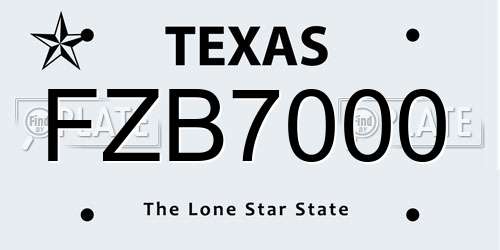 FZB7000 Texas License Plate