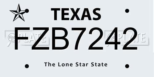 FZB7242 Texas License Plate