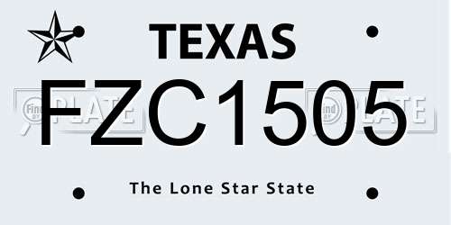 FZC1505 Texas License Plate