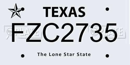 FZC2735 Texas License Plate