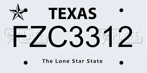 FZC3312 Texas License Plate