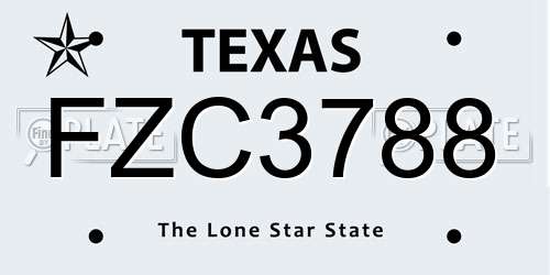 FZC3788 Texas License Plate