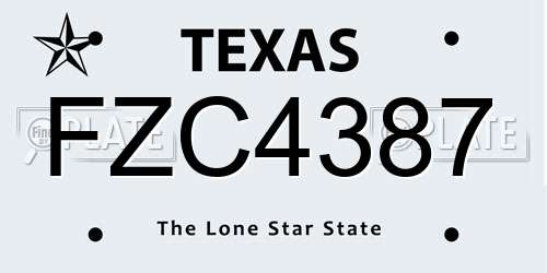 FZC4387 Texas License Plate