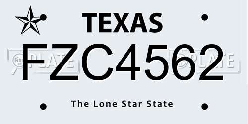 FZC4562 Texas License Plate