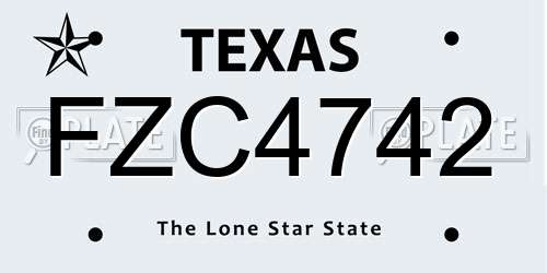 FZC4742 Texas License Plate