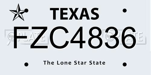 FZC4836 Texas License Plate