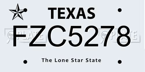 FZC5278 Texas License Plate