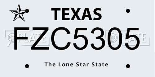 FZC5305 Texas License Plate