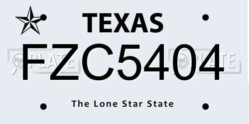 FZC5404 Texas License Plate
