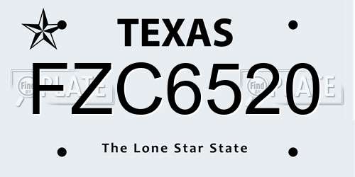FZC6520 Texas License Plate