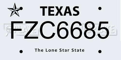 FZC6685 Texas License Plate