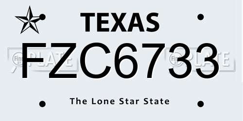 FZC6733 Texas License Plate