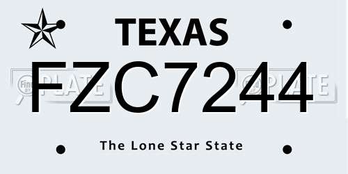 FZC7244 Texas License Plate