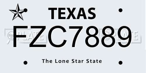 FZC7889 Texas License Plate