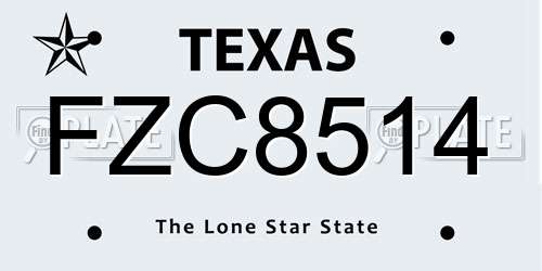 FZC8514 Texas License Plate