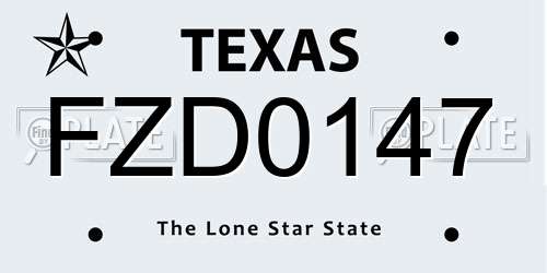FZD0147 Texas License Plate