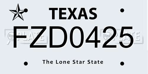 FZD0425 Texas License Plate