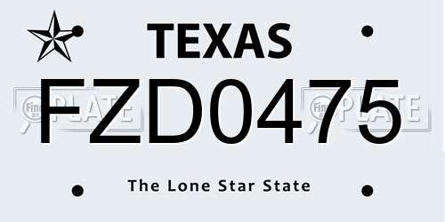 FZD0475 Texas License Plate