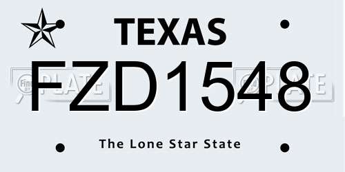FZD1548 Texas License Plate