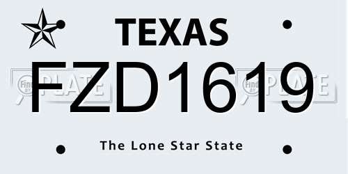 FZD1619 Texas License Plate