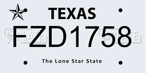 FZD1758 Texas License Plate
