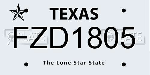 FZD1805 Texas License Plate