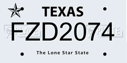 FZD2074 Texas License Plate