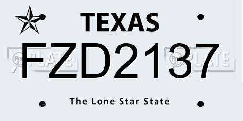 FZD2137 Texas License Plate
