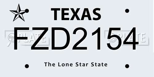 FZD2154 Texas License Plate