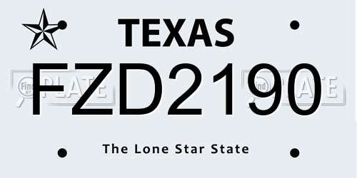 FZD2190 Texas License Plate
