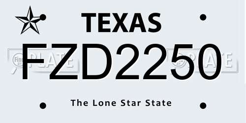 FZD2250 Texas License Plate