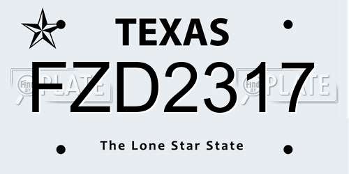 FZD2317 Texas License Plate