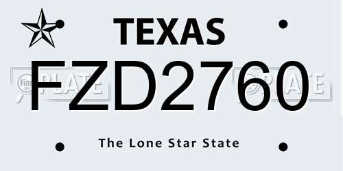 FZD2760 Texas License Plate