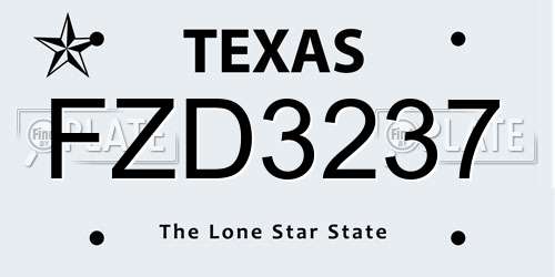 FZD3237 Texas License Plate