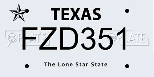FZD351 Texas License Plate