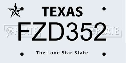 FZD352 Texas License Plate