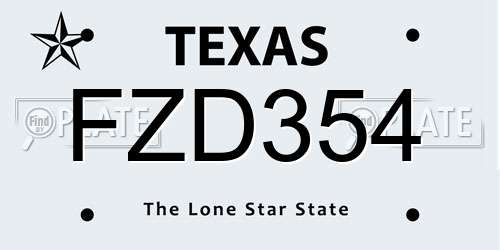 FZD354 Texas License Plate