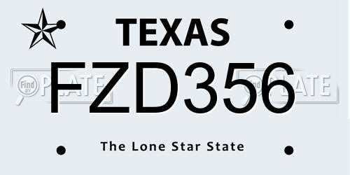 FZD356 Texas License Plate