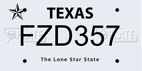 FZD357 Texas License Plate