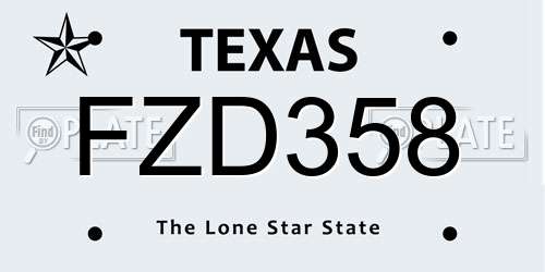 FZD358 Texas License Plate