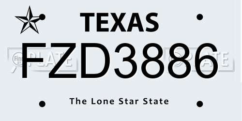 FZD3886 Texas License Plate