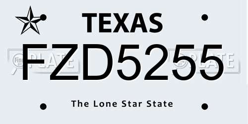 FZD5255 Texas License Plate