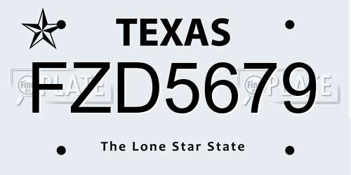 FZD5679 Texas License Plate