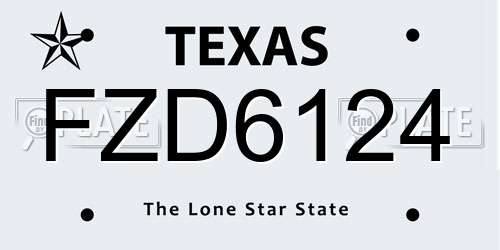FZD6124 Texas License Plate