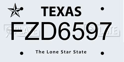 FZD6597 Texas License Plate