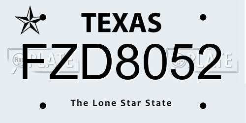 FZD8052 Texas License Plate