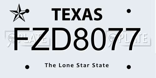 FZD8077 Texas License Plate